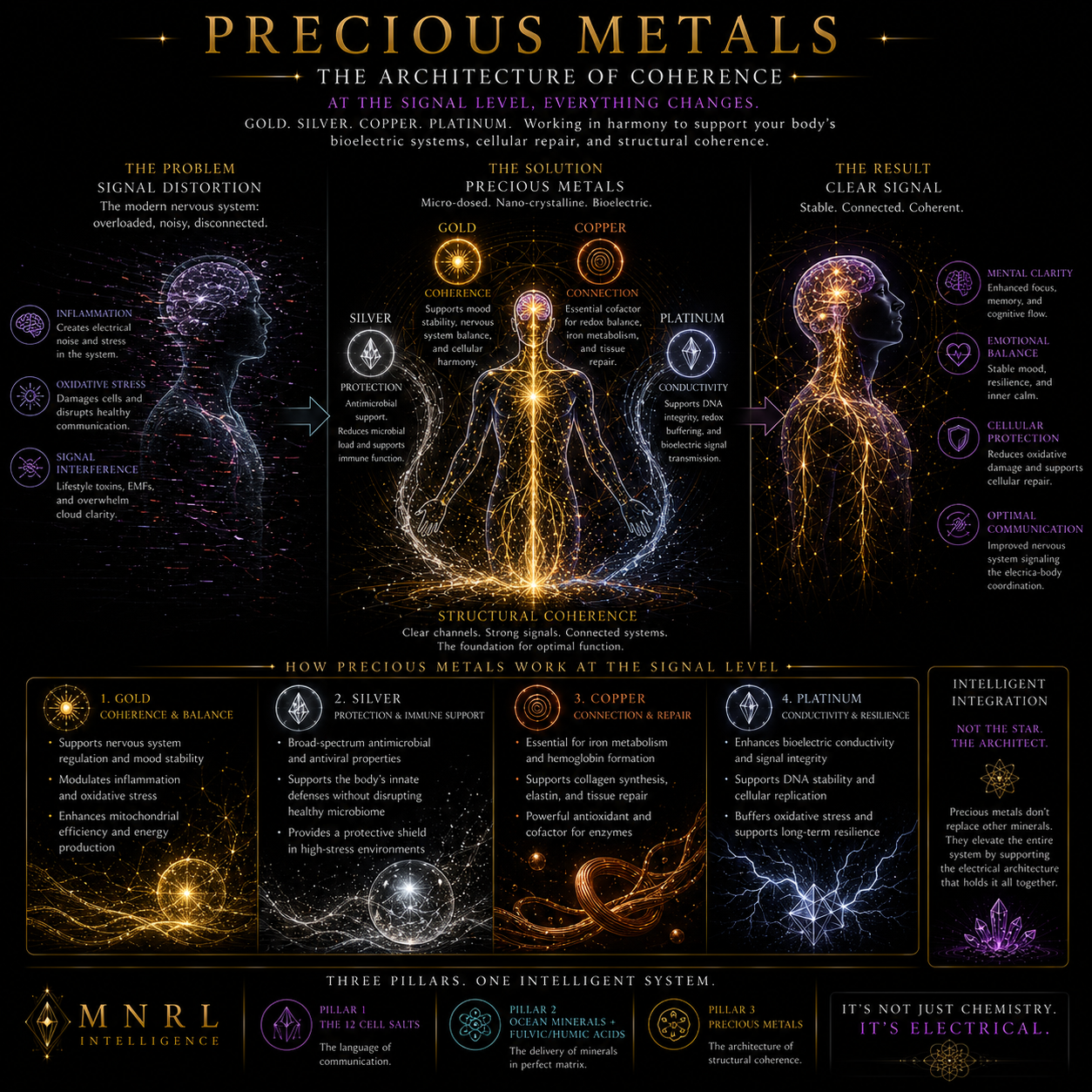 Precious Metals in Mineral Wellness: Gold, Silver, Copper, Platinum, and the Body's Electrical Field